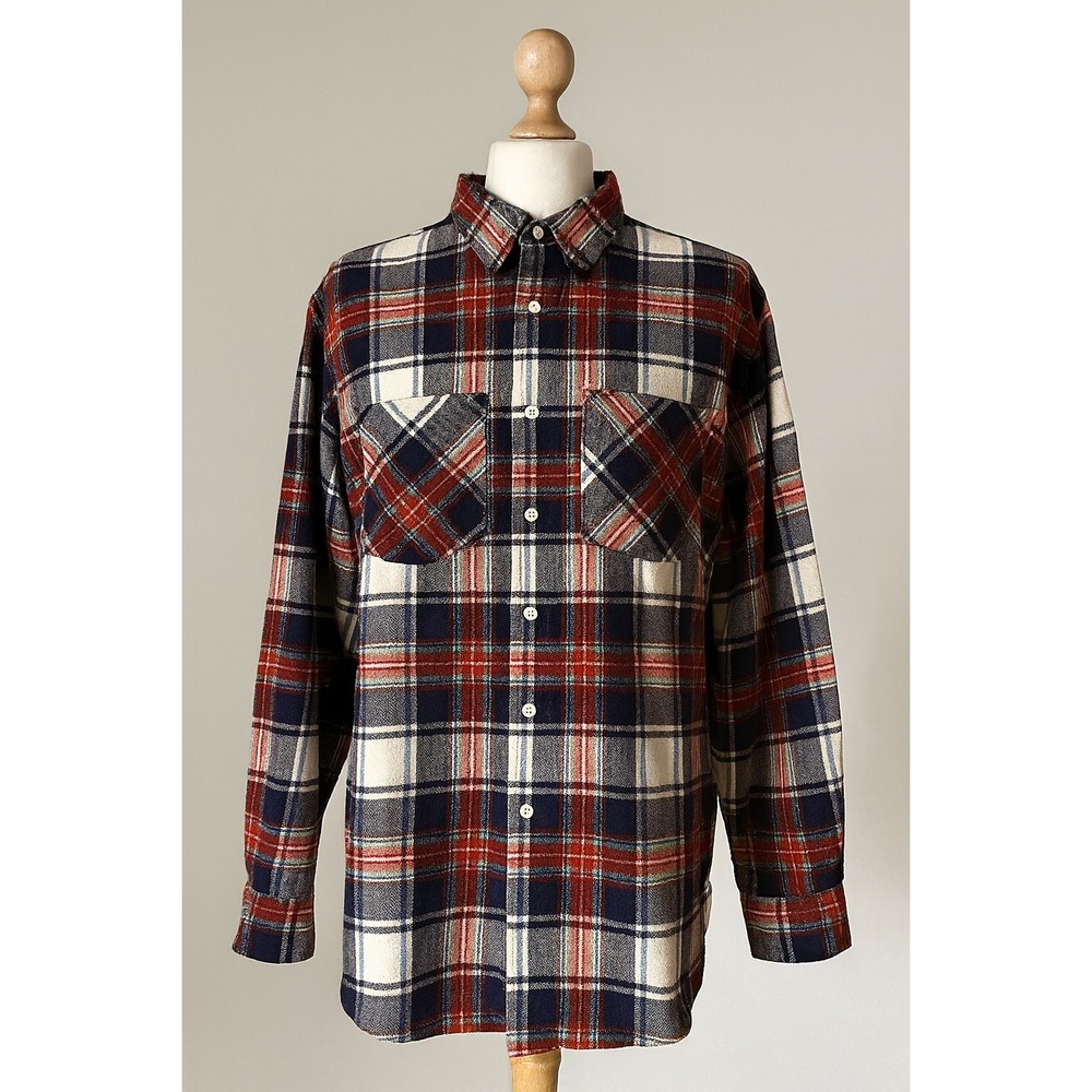 SW Casuals‎ Flannel Shirt XLT Plaid Retro Classic Country Casual Outdoor READ